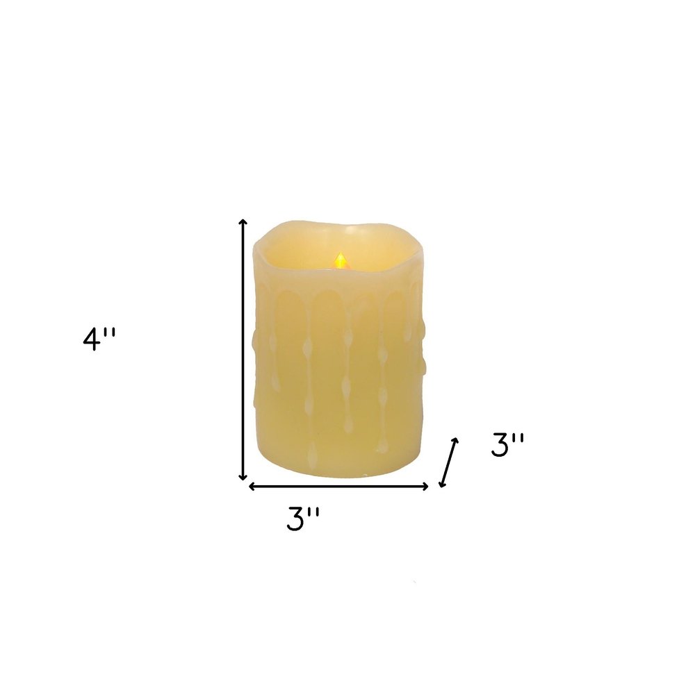 Set of Four Yellow Flameless Pillar Candles HomeRoots