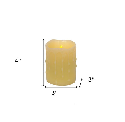 Set of Four Yellow Flameless Pillar Candles HomeRoots