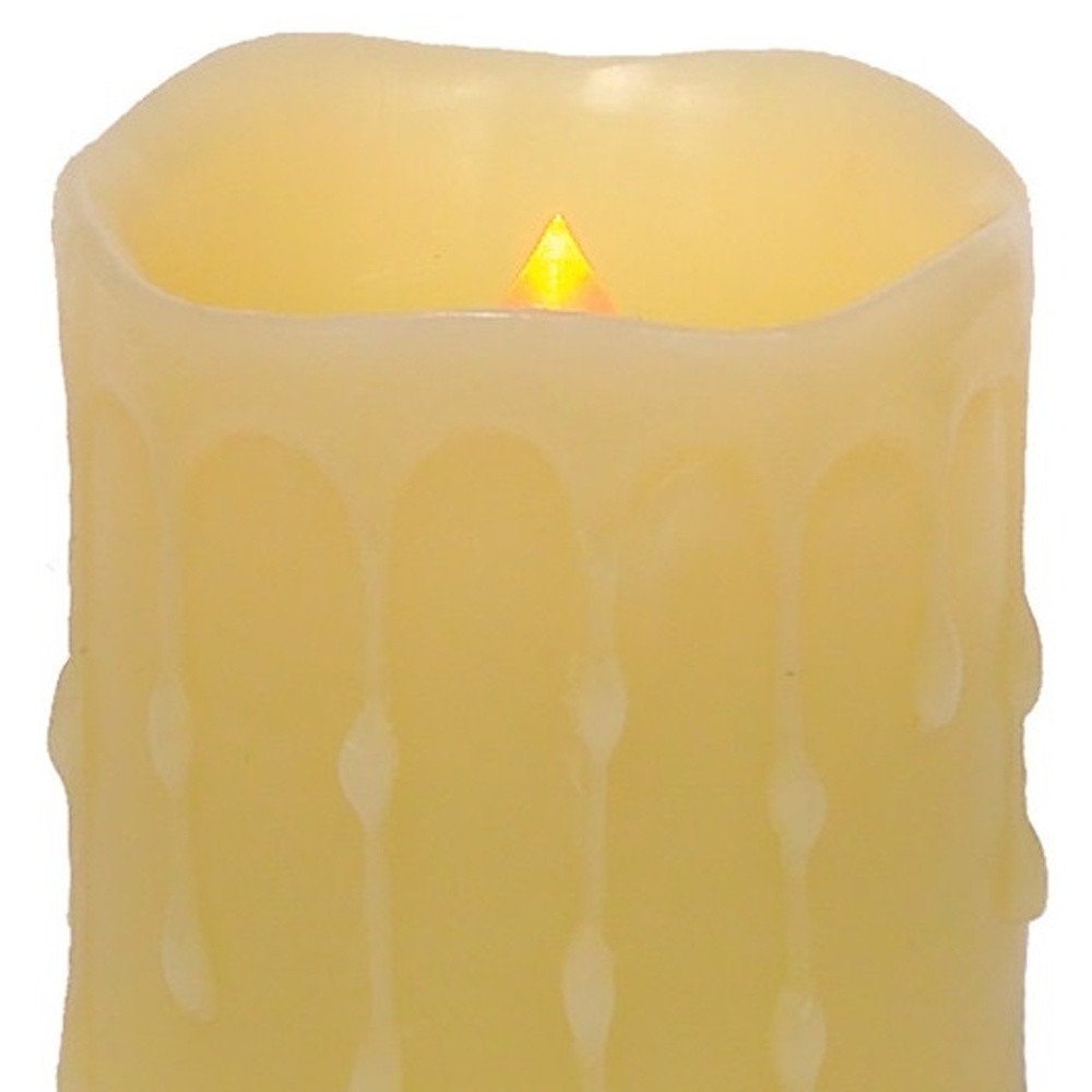 Set of Four Yellow Flameless Pillar Candles HomeRoots