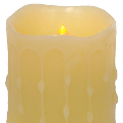 Set of Four Yellow Flameless Pillar Candles HomeRoots