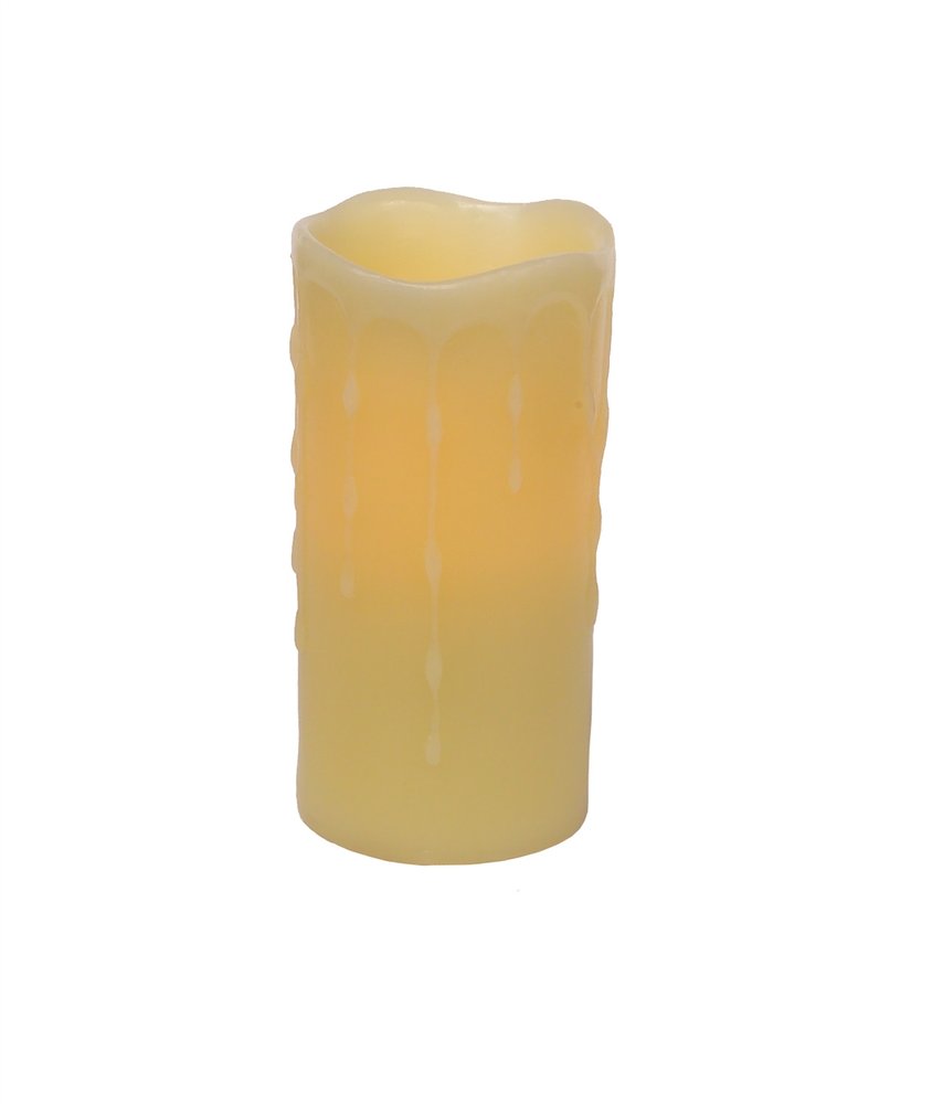 Set of Four Yellow Flameless Pillar Candles HomeRoots