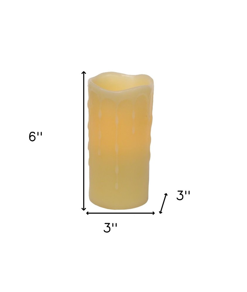 Set of Four Yellow Flameless Pillar Candles HomeRoots