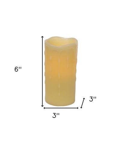 Set of Four Yellow Flameless Pillar Candles HomeRoots