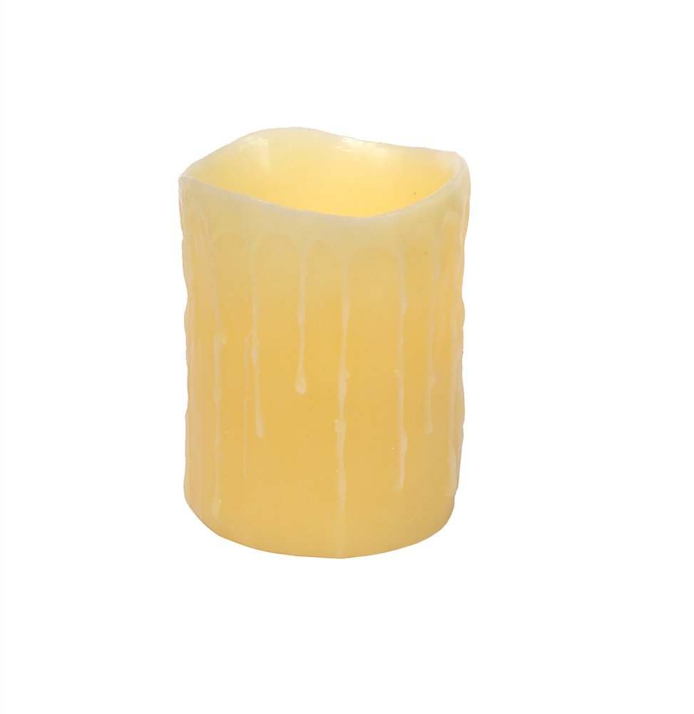 Set of Three Yellow Flameless Pillar Candle HomeRoots