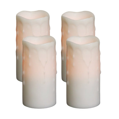Set of Four Off White Flameless Pillar Candles HomeRoots
