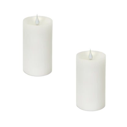 Set of Two White Flameless Pillar Candle