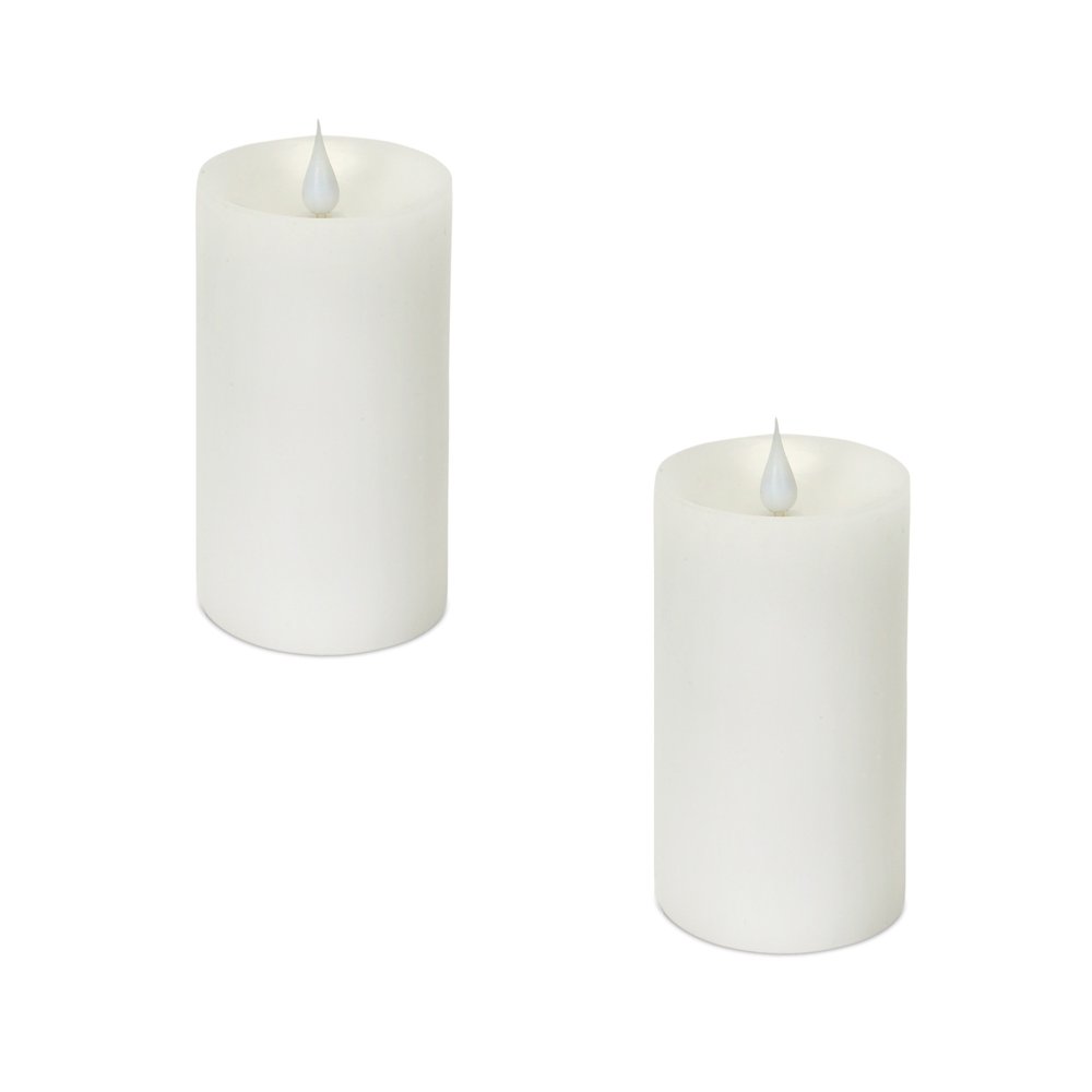 Set of Two White Flameless Pillar Candle HomeRoots