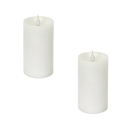 Set of Two White Flameless Pillar Candle HomeRoots