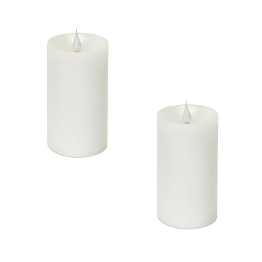 Set of Two White Flameless Pillar Candle HomeRoots