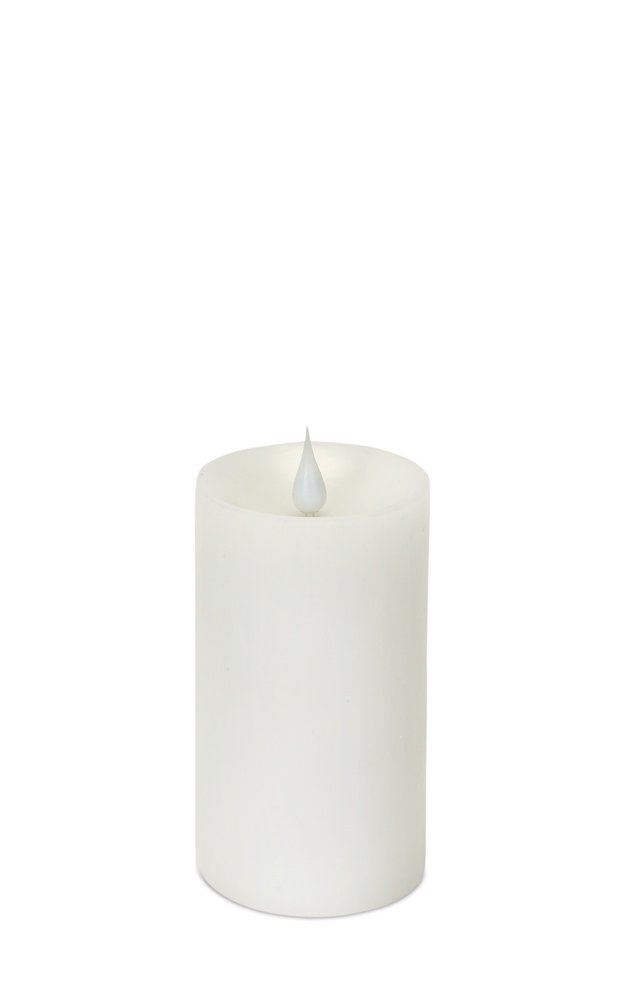 Set of Two White Flameless Pillar Candle HomeRoots