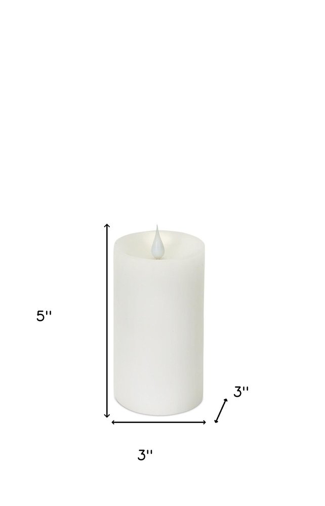 Set of Two White Flameless Pillar Candle HomeRoots