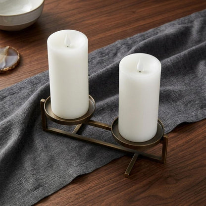 Set of Two White Flameless Pillar Candle HomeRoots