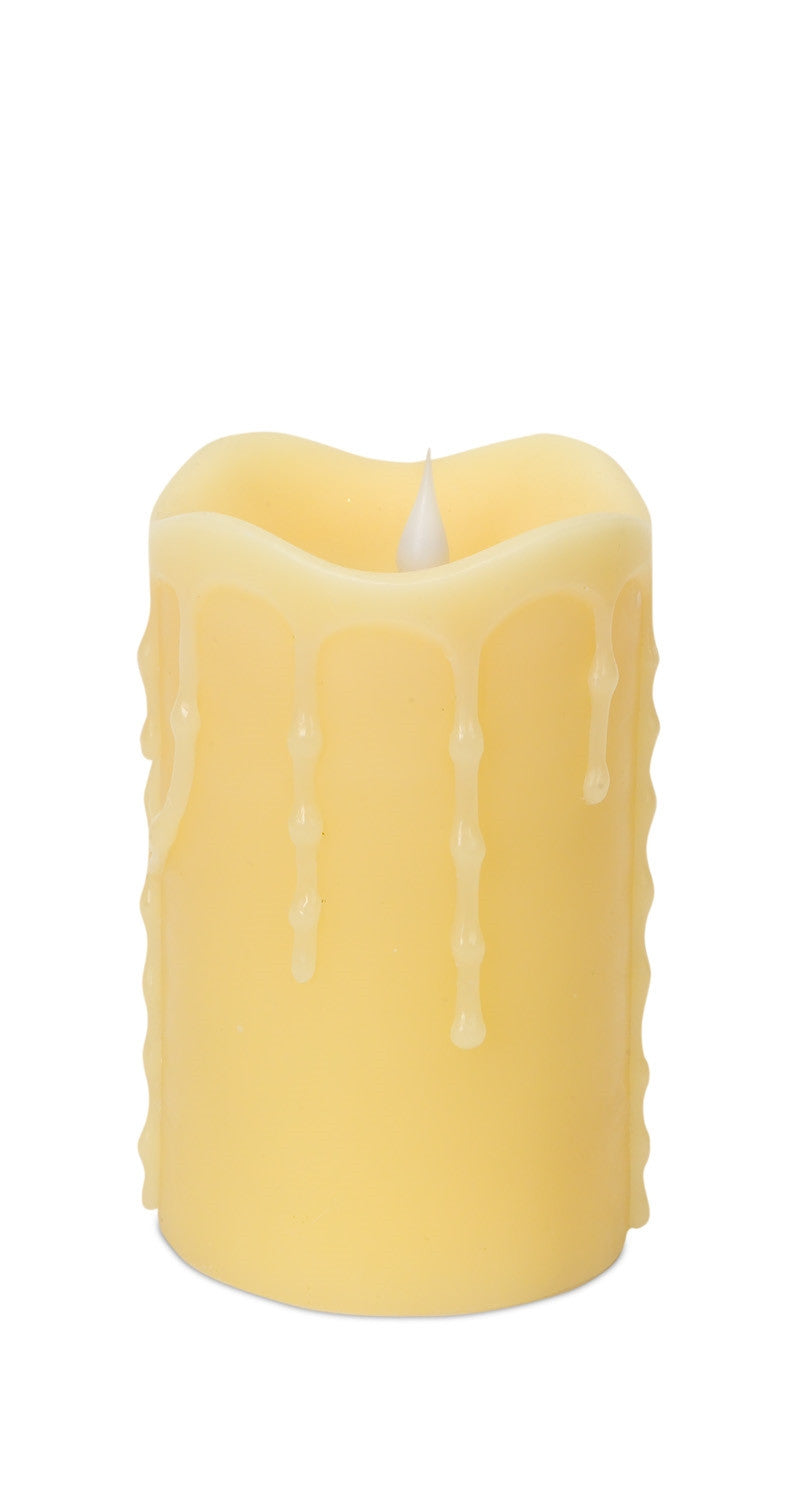 Set of Two Yellow Flameless Pillar Candles