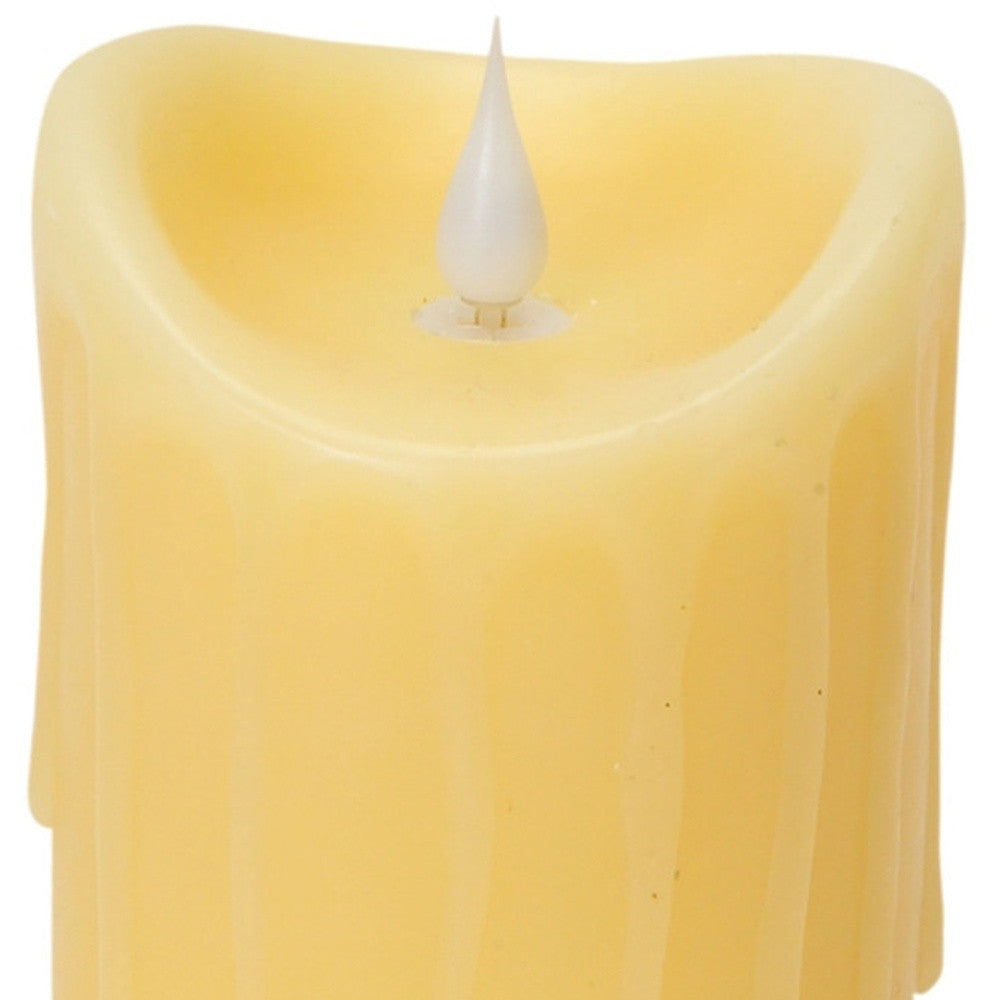 Set of Two Yellow Flameless Pillar Candles