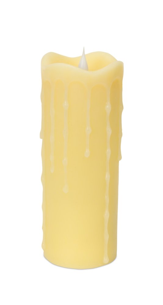 Set of Two Yellow Flameless Pillar Candles HomeRoots