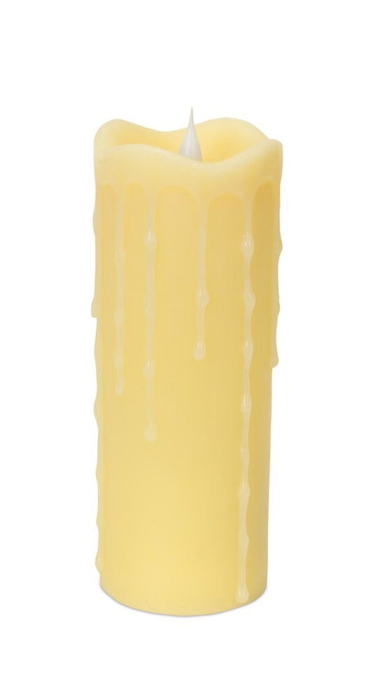 Set of Two Yellow Flameless Pillar Candles HomeRoots