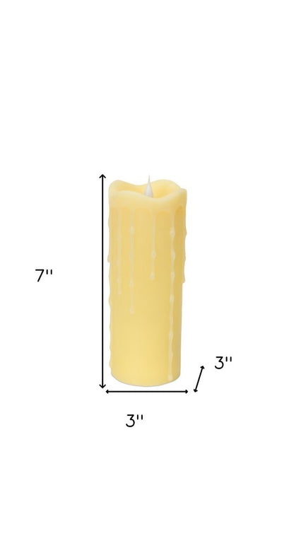 Set of Two Yellow Flameless Pillar Candles HomeRoots