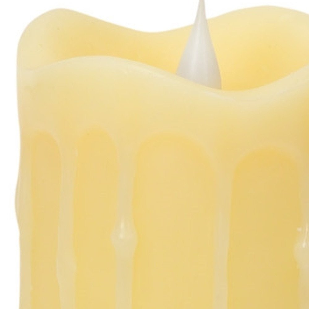 Set of Two Yellow Flameless Pillar Candles HomeRoots