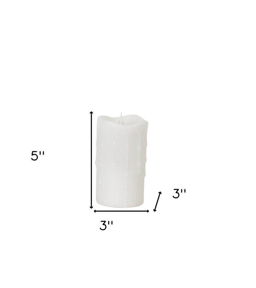 Set of Two White Flameless Pillar Candle HomeRoots