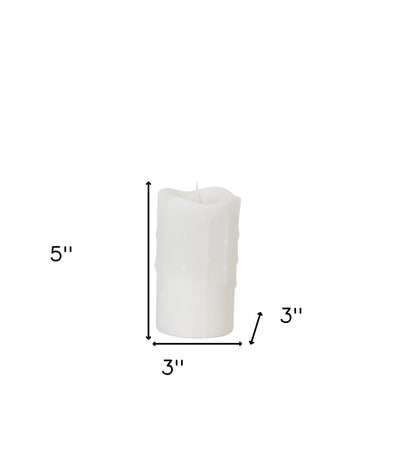 Set of Two White Flameless Pillar Candle HomeRoots