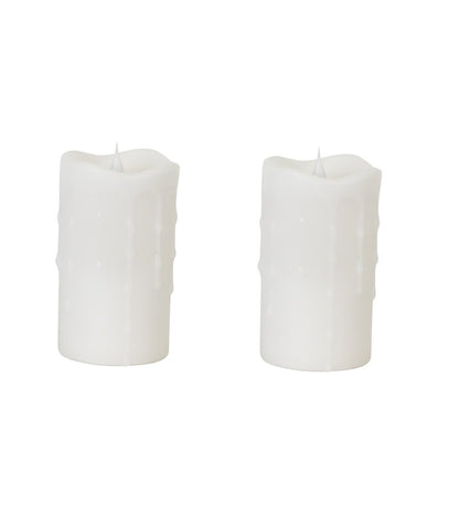 Set of Two White Flameless Pillar Candle HomeRoots
