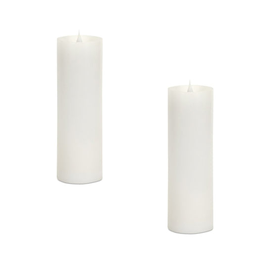 Set of Two White Flameless Pillar Candle HomeRoots