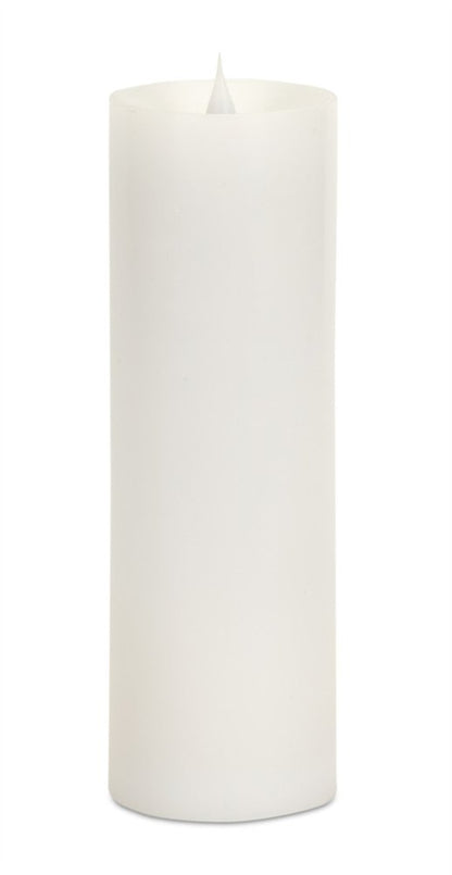 Set of Two White Flameless Pillar Candles HomeRoots