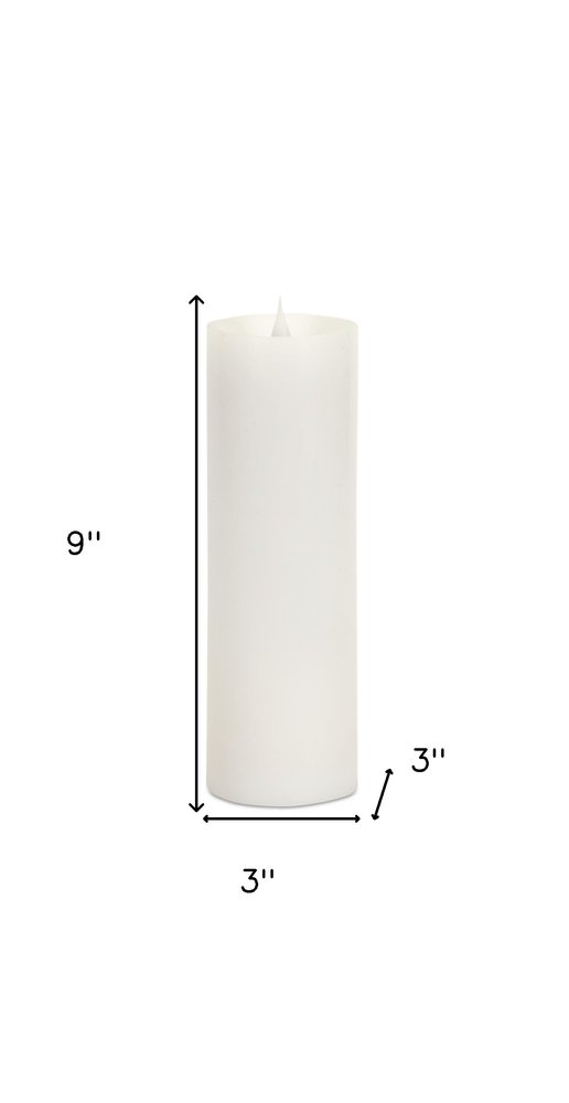 Set of Two White Flameless Pillar Candles HomeRoots