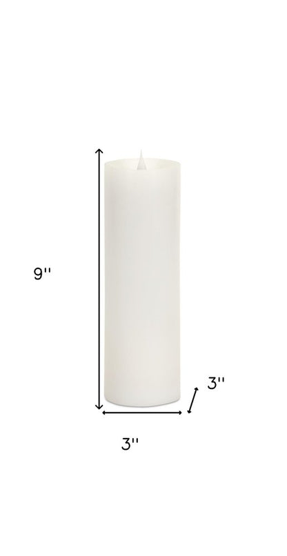 Set of Two White Flameless Pillar Candles HomeRoots