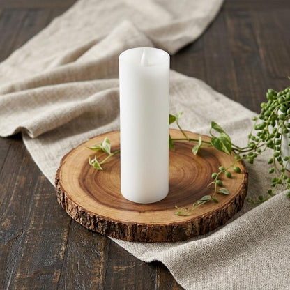 Set of Two White Flameless Pillar Candles HomeRoots