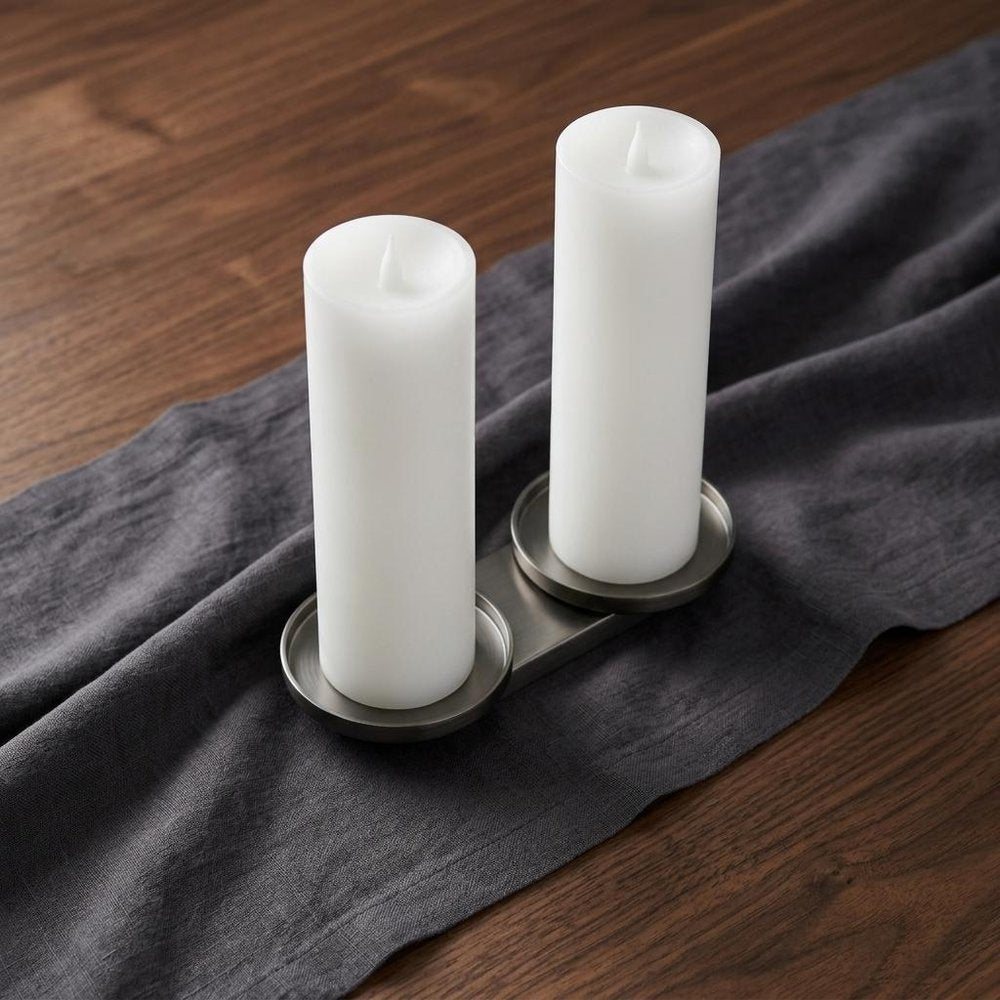 Set of Two White Flameless Pillar Candles HomeRoots