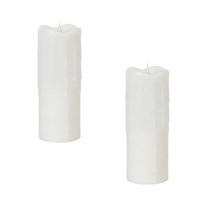 Set of Two White Flameless Pillar Candle HomeRoots