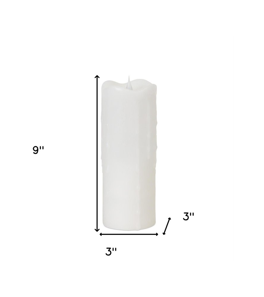 Set of Two White Flameless Pillar Candle HomeRoots