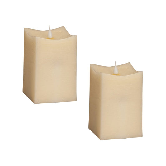 Set of Two Beige Flameless Pillar Candle HomeRoots