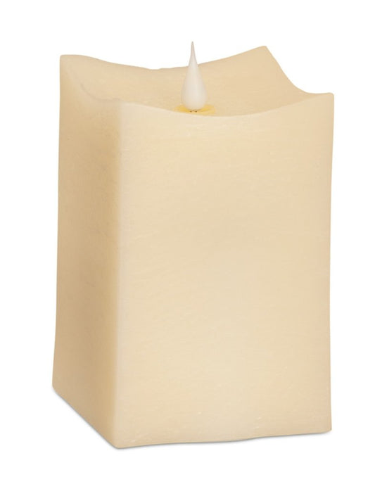 Set of Two Beige Flameless Pillar Candle HomeRoots