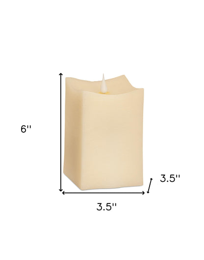 Set of Two Beige Flameless Pillar Candle