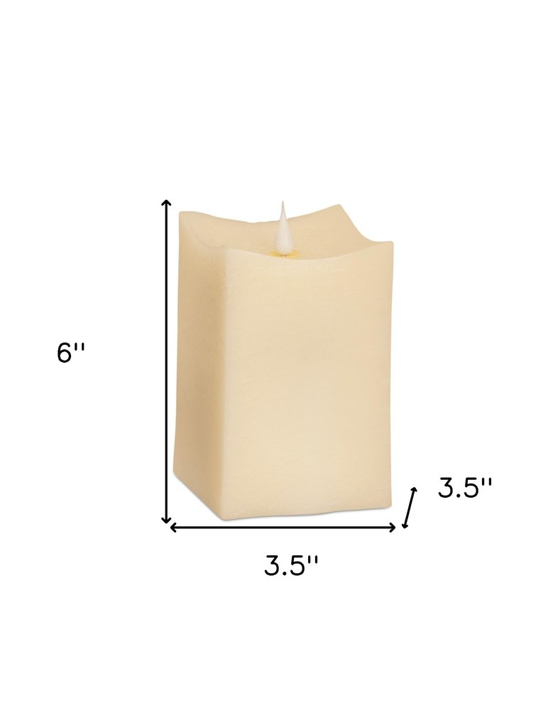 Set of Two Beige Flameless Pillar Candle HomeRoots