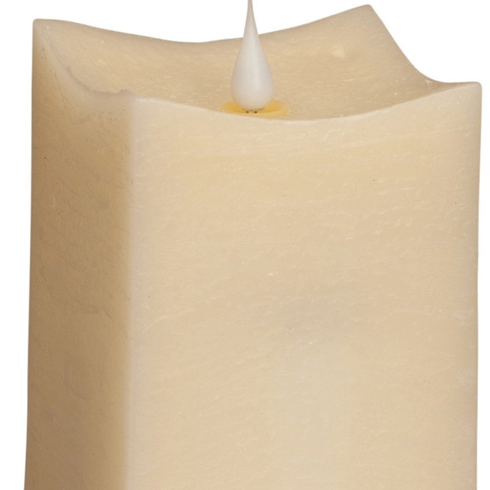 Set of Two Beige Flameless Pillar Candle HomeRoots