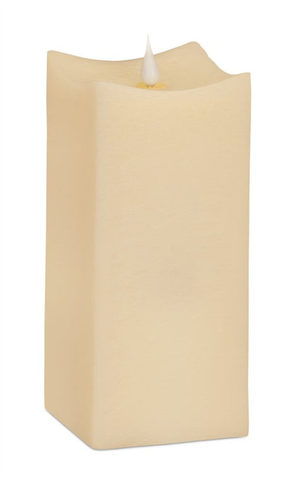 Set of Two Beige Square Flameless Pillar Candles HomeRoots