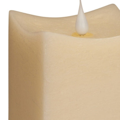 Set of Two Beige Square Flameless Pillar Candles HomeRoots