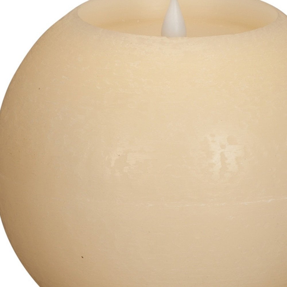 Set of Two Beige Round Flameless Designer Candle HomeRoots