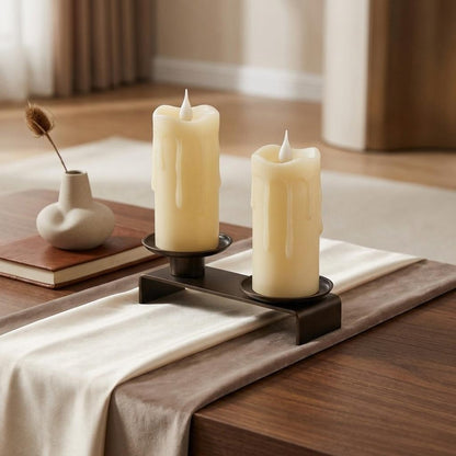 Set of Two Beige Flameless Votive Candle HomeRoots