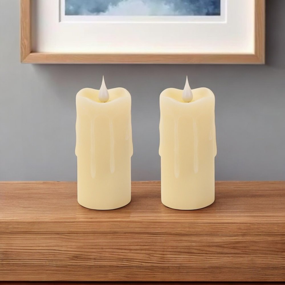 Set of Two Beige Flameless Votive Candle HomeRoots