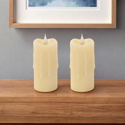 Set of Two Beige Flameless Votive Candle HomeRoots