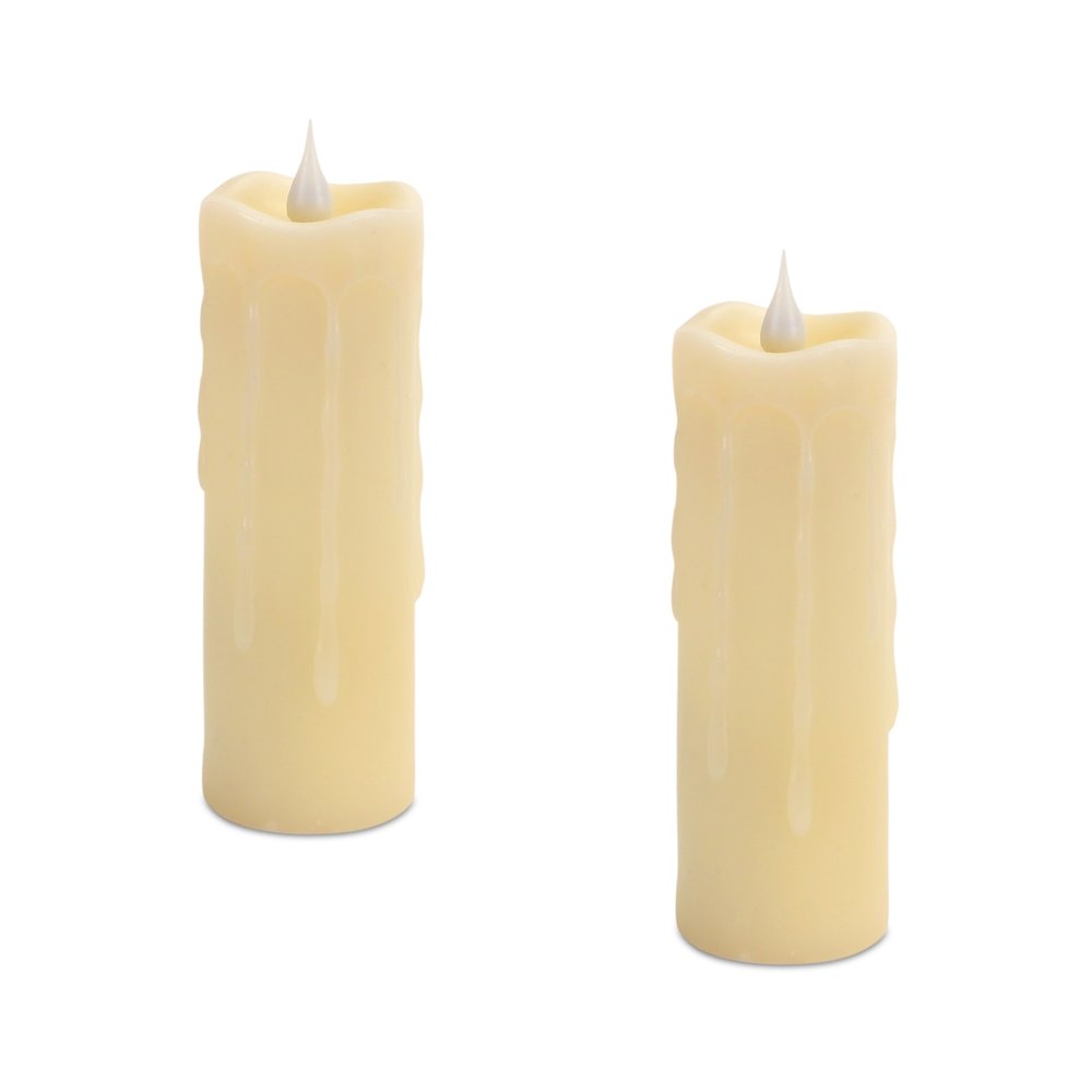 Set of Two Beige Flameless Votive Candle HomeRoots