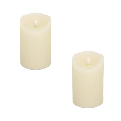 Set of Two Beige Flameless Pillar Candle HomeRoots