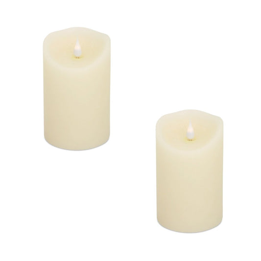 Set of Two Beige Flameless Pillar Candle HomeRoots