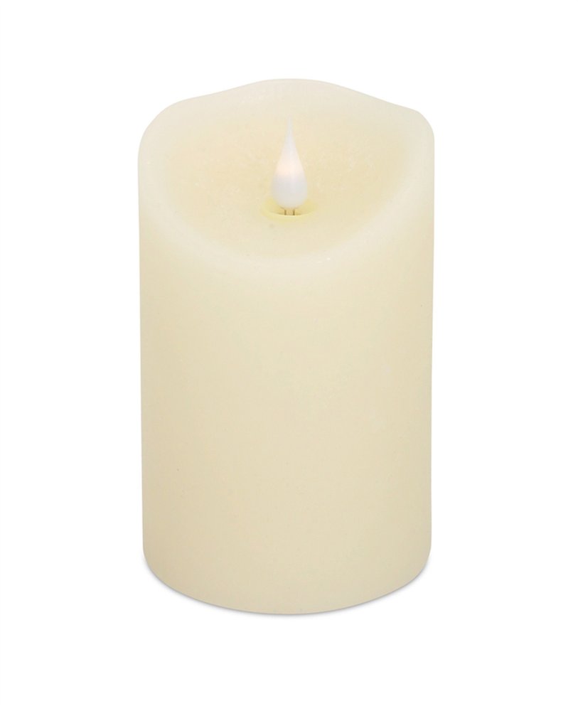 Set of Two Beige Flameless Pillar Candle HomeRoots