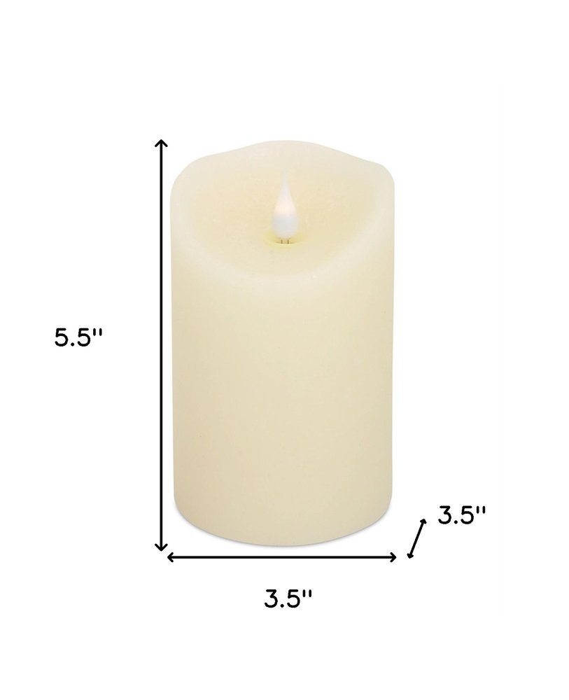 Set of Two Beige Flameless Pillar Candle HomeRoots