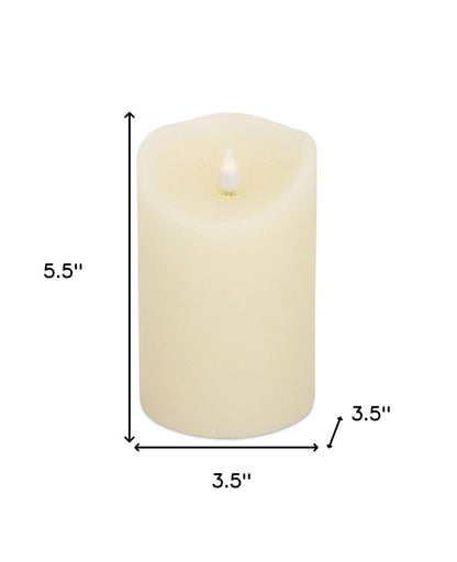 Set of Two Beige Flameless Pillar Candle HomeRoots